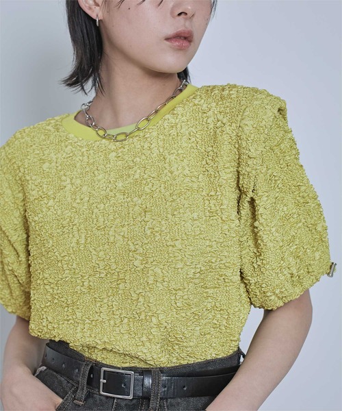 miette(ミエット)の「ポコポコショルダータックトップス(Tシャツ/カットソー・レディース・オフホワイト/ライトグリーン・FREE)」の11枚目の写真