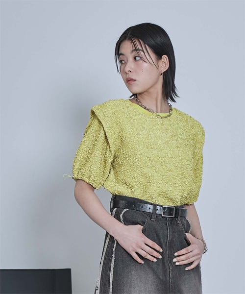 miette(ミエット)の「ポコポコショルダータックトップス(Tシャツ/カットソー・レディース・オフホワイト/ライトグリーン・FREE)」の14枚目の写真