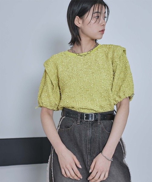 miette(ミエット)の「ポコポコショルダータックトップス(Tシャツ/カットソー・レディース・オフホワイト/ライトグリーン・FREE)」の16枚目の写真