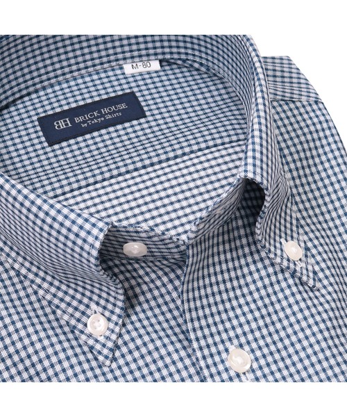 TOKYO SHIRTS（トウキョウシャツ）の「形態安定ノーアイロン ボタンダウン ニット 長袖ストレッチビジネスワイシャツ（ビジネスシャツ・メンズ・ブルー・首回り39cm-裄丈80cm/首回り39cm-裄丈84cm/首回り41cm-裄丈82cm/首回り41cm-裄丈86cm/首回り43cm-裄丈86cm/首回り42cm-裄丈82cm/首回り42cm-裄丈86cm/首回り37cm-裄丈80cm/首回り43cm-裄丈82cm）」の2枚目の写真