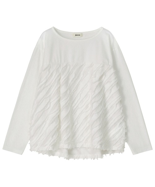 ZUCCa(ズッカ)の「バイアスカットドッキング / カットソー / (O)(Tシャツ/カットソー・レディース・ホワイト/ブラック・M size)」の1枚目の写真