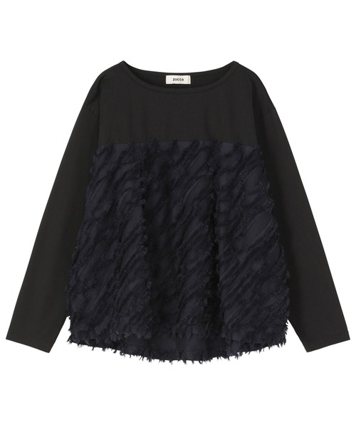 ZUCCa(ズッカ)の「バイアスカットドッキング / カットソー / (O)(Tシャツ/カットソー・レディース・ホワイト/ブラック・M size)」の2枚目の写真