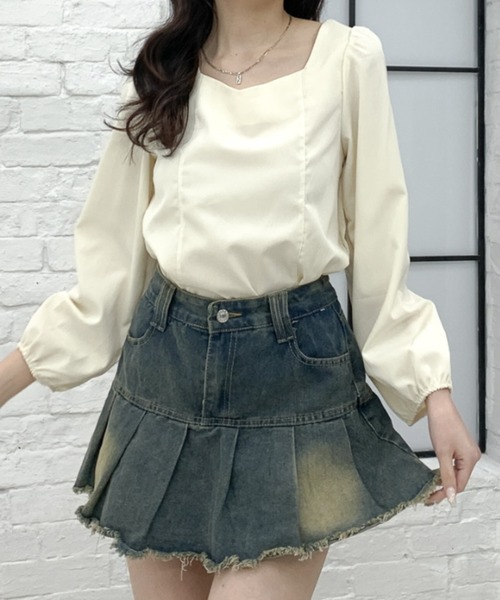 Teem Store(チームストア)の「バックシフォンリボン Vネックブラウス(シャツ/ブラウス・レディース・アイボリー/ブラック・L/M)」の17枚目の写真