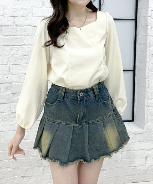 Teem Store(チームストア)の「バックシフォンリボン Vネックブラウス(シャツ/ブラウス・レディース・アイボリー/ブラック・L/M)」の19枚目の写真
