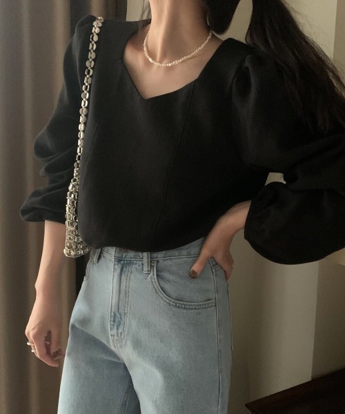Teem Store(チームストア)の「バックシフォンリボン Vネックブラウス(シャツ/ブラウス・レディース・アイボリー/ブラック・L/M)」の21枚目の写真