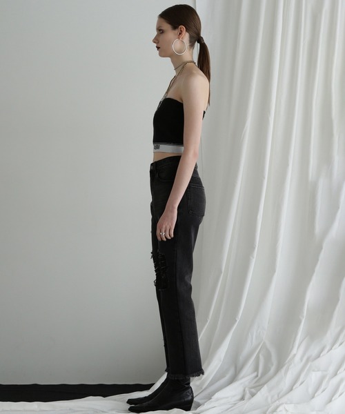 ROSE BUD（ローズバッド）の「(CREOLME)ダメージデニムパンツ（デニムパンツ・レディース・ブラック/ブルー・S/M）」の4枚目の写真