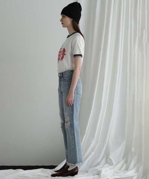 ROSE BUD（ローズバッド）の「(CREOLME)ダメージデニムパンツ（デニムパンツ・レディース・ブラック/ブルー・S/M）」の12枚目の写真