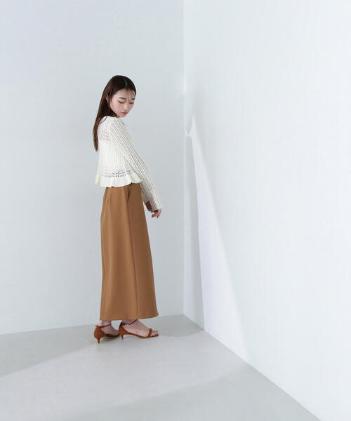 NATURAL BEAUTY BASIC（ナチュラルビューティーベーシック）の「◇【Oggi掲載】クロップドレースメッシュニット（ニット/セーター・レディース・レッド/チャコールグレー/オフホワイト・FREE）」の18枚目の写真