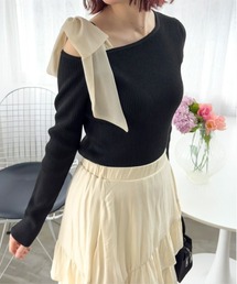 clear | 肩リボンワンショルニットトップス[大人フェミニン スタイルアップ]≪SS新作≫(ニット/セーター)