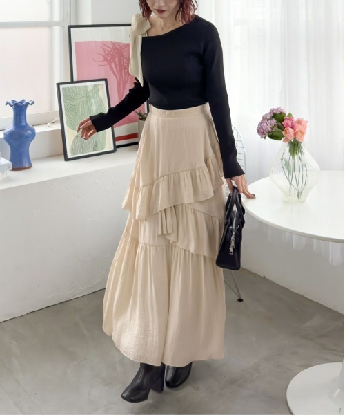 clear（クリア）の「肩リボンワンショルニットトップス[大人フェミニン スタイルアップ]（ニット/セーター・レディース・ブラック/ラベンダー/アイボリー・F）」の4枚目の写真