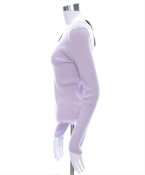 clear（クリア）の「肩リボンワンショルニットトップス[大人フェミニン スタイルアップ]（ニット/セーター・レディース・ブラック/ラベンダー/アイボリー・F）」の7枚目の写真