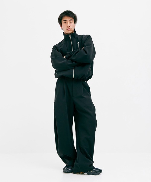 CONZ スラックス カーブレッグトラウザー ダブルクロス ダークグレー M カーブレッグトラウザー ダブルクロス(1 DARK GREY): CONZ: MENS