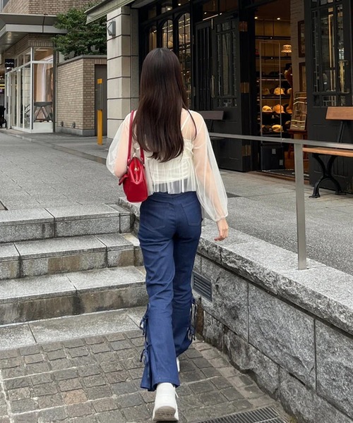 merrylatte(メリーラテ)の「サイドリボンデザインデニム(デニムパンツ・レディース・ブルー・M/S)」の7枚目の写真