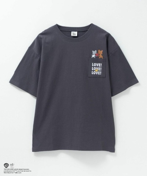 Tom&Jerry(トムアンドジェリー)の「【TOM&JERRY】 ポケット付きTシャツ(Tシャツ/カットソー・レディース・ブラック/チャコールグレー・フリー)」の14枚目の写真