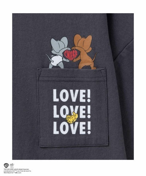 Tom&Jerry(トムアンドジェリー)の「【TOM&JERRY】 ポケット付きTシャツ(Tシャツ/カットソー・レディース・ブラック/チャコールグレー・フリー)」の16枚目の写真