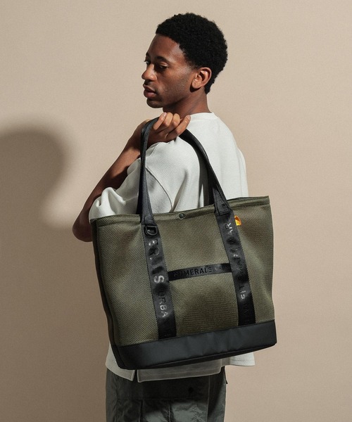 NUMERALS（ヌメラルズ）の「MESH TOTE / LARGE　メッシュトートバッグ / NUMERALS（トートバッグ・メンズ・ブラック/オフホワイト/ネイビー/カーキ・FREE）」の3枚目の写真