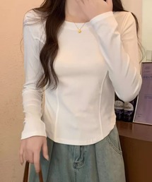 ラウンドネックフィット長袖トップス