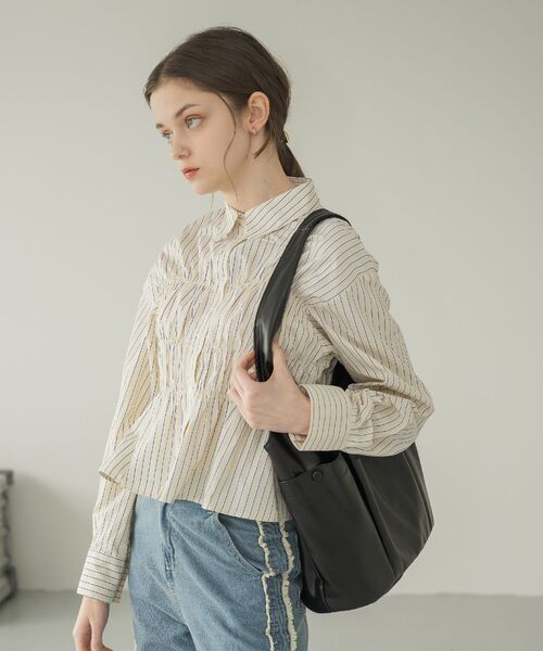 RETRO GIRL（レトロガール）の「ビスチェ風ギャザーSH（シャツ/ブラウス・レディース・イエロー系その他/オフホワイト/ブルー系その他・FREE）」の6枚目の写真