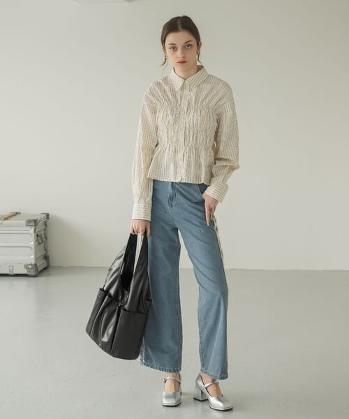 RETRO GIRL（レトロガール）の「ビスチェ風ギャザーSH（シャツ/ブラウス・レディース・イエロー系その他/オフホワイト/ブルー系その他・FREE）」の8枚目の写真