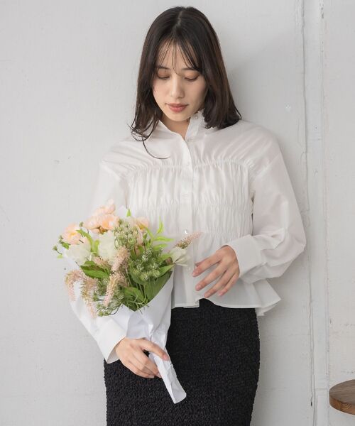 RETRO GIRL（レトロガール）の「ビスチェ風ギャザーSH（シャツ/ブラウス・レディース・イエロー系その他/オフホワイト/ブルー系その他・FREE）」の11枚目の写真