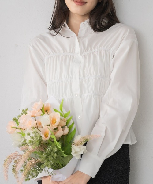 RETRO GIRL（レトロガール）の「ビスチェ風ギャザーSH（シャツ/ブラウス・レディース・イエロー系その他/オフホワイト/ブルー系その他・FREE）」の2枚目の写真