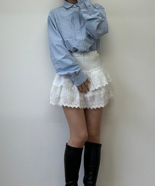 nemne store(ネンネストア)の「【sepup】マルエリチェックシャツ(シャツ/ブラウス・レディース・ピンク系/サックスブルー系・MEDIUM/SMALL)」の5枚目の写真