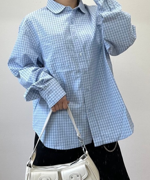 nemne store(ネンネストア)の「【sepup】マルエリチェックシャツ(シャツ/ブラウス・レディース・ピンク系/サックスブルー系・MEDIUM/SMALL)」の6枚目の写真