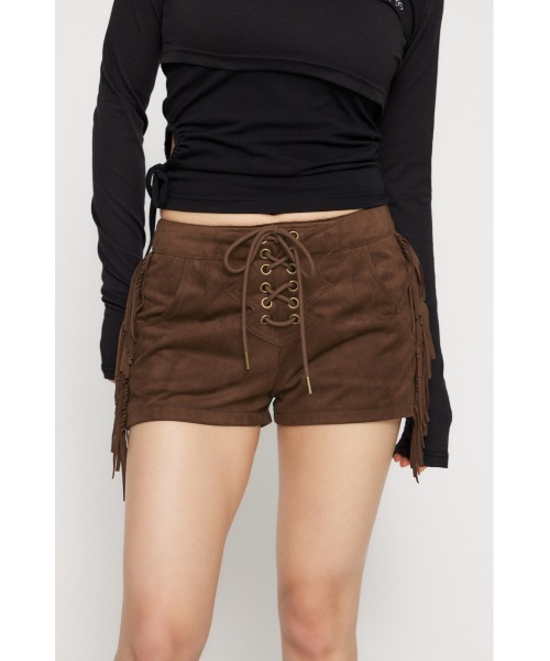 LAGUA GEM ショートパンツ LAGUA GEM パンツ FRINGE LACE UP ショートパンツ レディース