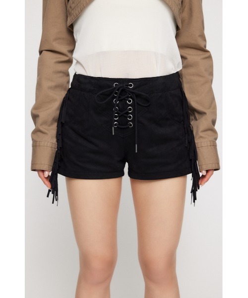 LAGUA GEM ブラック ハーフパンツ M セール】FRINGE LACE UP ショートパンツ（その他パンツ）｜LAGUA