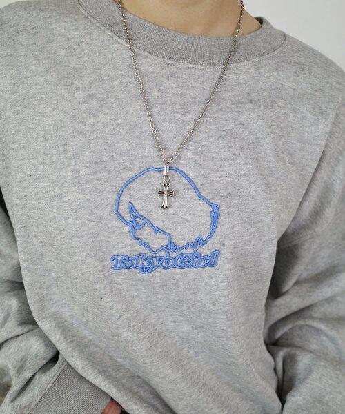 TOKYOGIRL（トーキョーガール）の「WEB限定/2サイズ【TOKYO GIRL/東京ガール】3D刺繍ロゴクルー（スウェット・レディース・ホワイト/ブラック/グレー・MEDIUM/LARGE）」の7枚目の写真