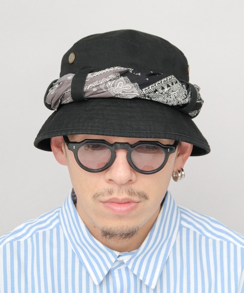 ReqHatter(レックハッター)の「バンダナ付き ジャングルハット(ハット・メンズ・ホワイト/ブラック/カーキ・FREE)」の18枚目の写真