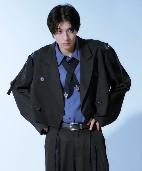 Ellno Loset（エルノロゼット）の「ショルダーベルトショートジャケット/SET UP対応（テーラードジャケット・メンズ・ブラック/ブルー系その他/グリーン・X-SMALL/SMALL/MEDIUM/LARGE）」の10枚目の写真