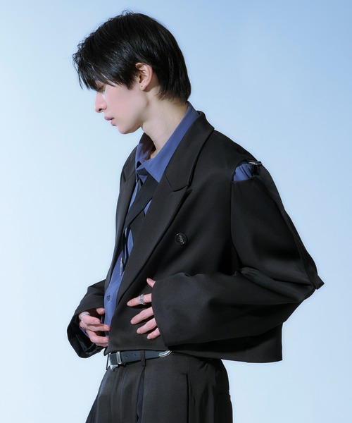 Ellno Loset（エルノロゼット）の「ショルダーベルトショートジャケット/SET UP対応（テーラードジャケット・メンズ・ブラック/ブルー系その他/グリーン・X-SMALL/SMALL/MEDIUM/LARGE）」の11枚目の写真