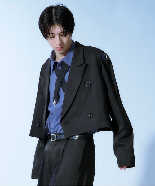 Ellno Loset（エルノロゼット）の「ショルダーベルトショートジャケット/SET UP対応（テーラードジャケット・メンズ・ブラック/ブルー系その他/グリーン・X-SMALL/SMALL/MEDIUM/LARGE）」の14枚目の写真