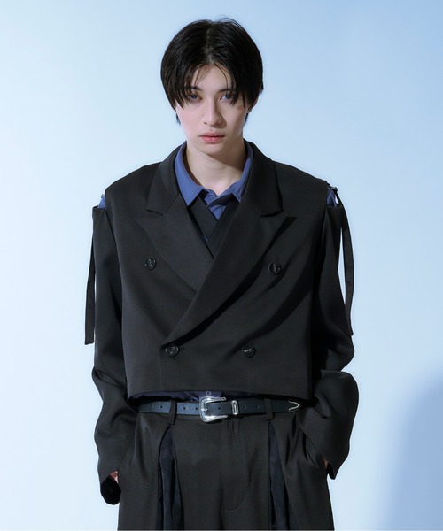 Ellno Loset（エルノロゼット）の「ショルダーベルトショートジャケット/SET UP対応（テーラードジャケット・メンズ・ブラック/ブルー系その他/グリーン・X-SMALL/SMALL/MEDIUM/LARGE）」の9枚目の写真