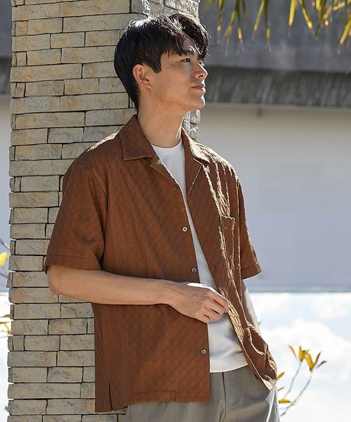 UNION STATION（ユニオンステーション）の「アーガイルJQDオープンカラー半袖シャツ（シャツ/ブラウス・メンズ・ブラック/チャコールグレー/パープル/イエロー/ホワイト/ブラウン・M/L/LL）」の8枚目の写真