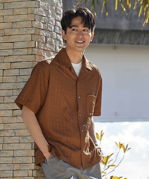 UNION STATION（ユニオンステーション）の「アーガイルJQDオープンカラー半袖シャツ（シャツ/ブラウス・メンズ・ブラック/チャコールグレー/パープル/イエロー/ホワイト/ブラウン・M/L/LL）」の10枚目の写真