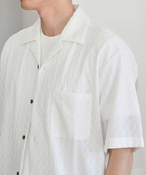 UNION STATION（ユニオンステーション）の「アーガイルJQDオープンカラー半袖シャツ（シャツ/ブラウス・メンズ・ブラック/チャコールグレー/パープル/イエロー/ホワイト/ブラウン・M/L/LL）」の14枚目の写真