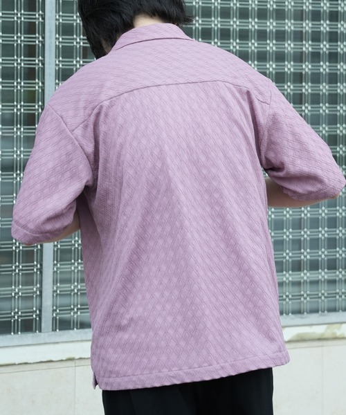 UNION STATION（ユニオンステーション）の「アーガイルJQDオープンカラー半袖シャツ（シャツ/ブラウス・メンズ・ブラック/チャコールグレー/パープル/イエロー/ホワイト/ブラウン・M/L/LL）」の17枚目の写真