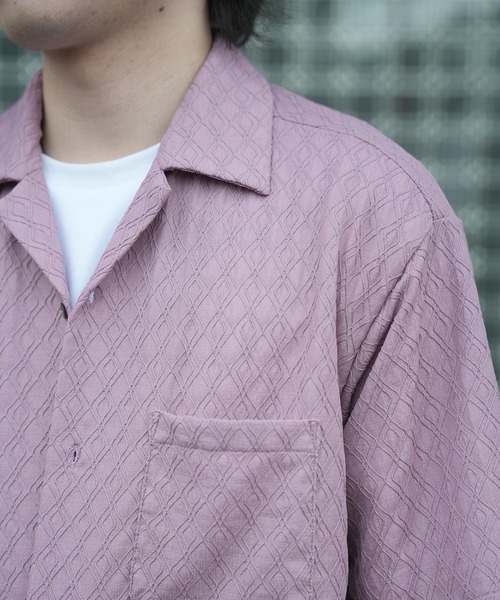 UNION STATION（ユニオンステーション）の「アーガイルJQDオープンカラー半袖シャツ（シャツ/ブラウス・メンズ・ブラック/チャコールグレー/パープル/イエロー/ホワイト/ブラウン・M/L/LL）」の18枚目の写真