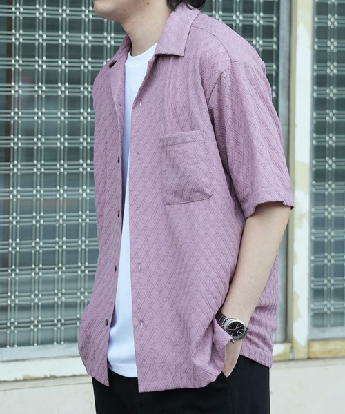 UNION STATION（ユニオンステーション）の「アーガイルJQDオープンカラー半袖シャツ（シャツ/ブラウス・メンズ・ブラック/チャコールグレー/パープル/イエロー/ホワイト/ブラウン・M/L/LL）」の16枚目の写真