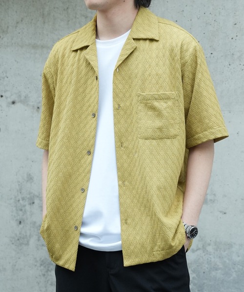 UNION STATION（ユニオンステーション）の「アーガイルJQDオープンカラー半袖シャツ（シャツ/ブラウス・メンズ・ブラック/チャコールグレー/パープル/イエロー/ホワイト/ブラウン・M/L/LL）」の20枚目の写真