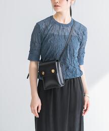 new basic　リネン混ワッシャーハーフスリーブニット