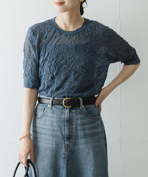 URBAN RESEARCH(アーバンリサーチ)の「new basic リネン混ワッシャーハーフスリーブニット(ニット/セーター・レディース・イエロー/ベージュ系その他/グレー系その他・FREE)」の14枚目の写真