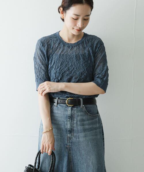 URBAN RESEARCH(アーバンリサーチ)の「new basic リネン混ワッシャーハーフスリーブニット(ニット/セーター・レディース・イエロー/ベージュ系その他/グレー系その他・FREE)」の15枚目の写真