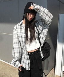 anyonemore（エニワンモア）の「チェック柄オーバーフィット長袖シャツ（シャツ/ブラウス）」