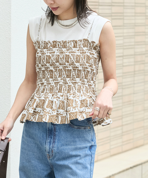 ブラウス シャツ 別注「SARA MALLIKA/サラマリカ」COTTON POPLIN PRINT CAMI TOP レディース セール】別注【SARA MALLIKA/サラマリカ】COTTON POPLIN PRINT