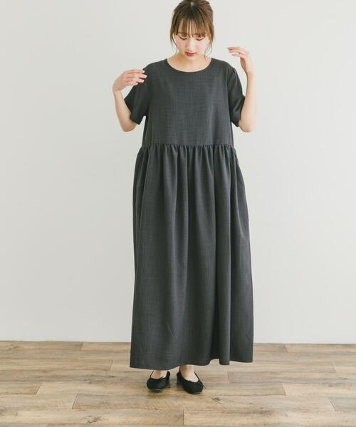 セール】リネンライク半袖ワンピース（ワンピース）｜ITEMS