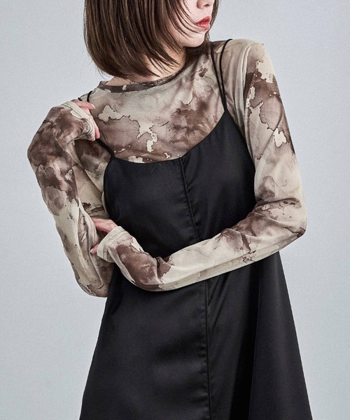 Fashion Letter(ファッションレター)の「ニュアンスタイダイ シアーカットソー(Tシャツ/カットソー・レディース・ブラウン/パープル/ミント/ベージュ・M)」の2枚目の写真