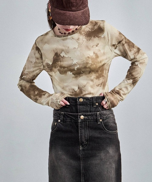 Fashion Letter(ファッションレター)の「ニュアンスタイダイ シアーカットソー(Tシャツ/カットソー・レディース・ブラウン/パープル/ミント/ベージュ・M)」の7枚目の写真